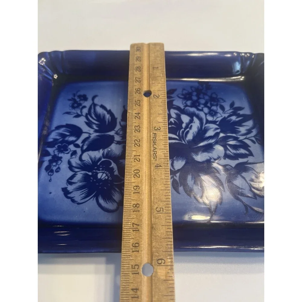 Vintage Empress Staffordshire England Blue Floral Cheese Dish Lid